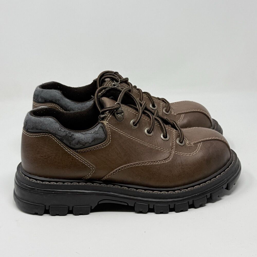 State Street Low Cut Boots Shoes Mens 10 Brown Faux Leather Chunky Y2K Vintage